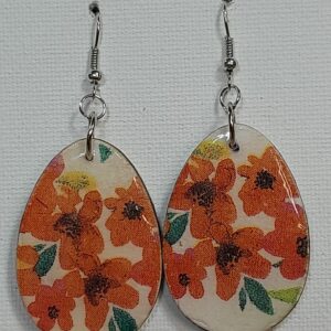 Large Floral Orange Earrings