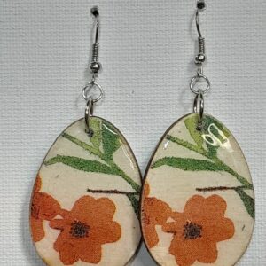 Small Orange Floral Earrings