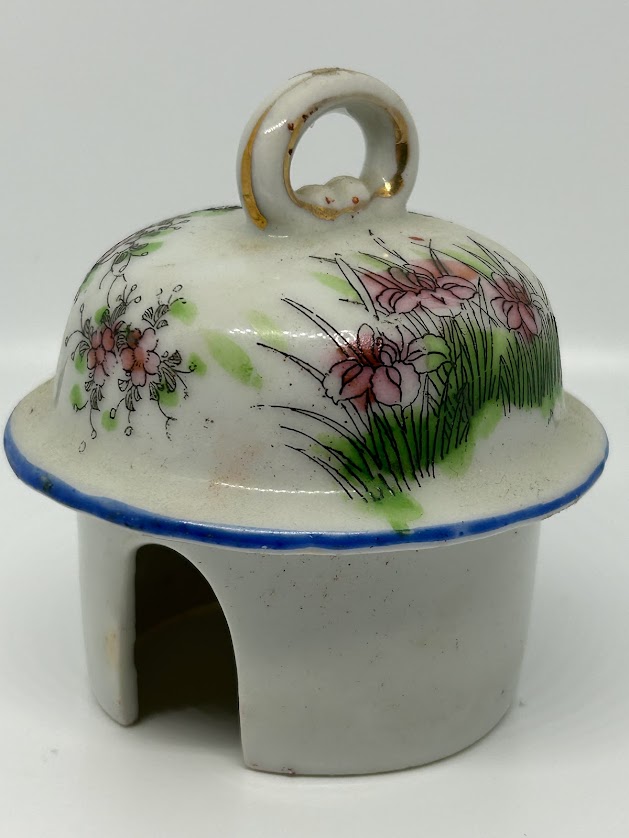 Vintage Japanese Chocolate Pot Hand Painted Blue Bird Cherry Blossom Tree and Landscape - Image 6
