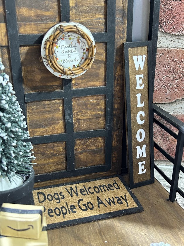 Dollhouse Miniature Welcome Sign Porch Door Wood Board Farmhouse Rustic Scale 1:12 - Image 2