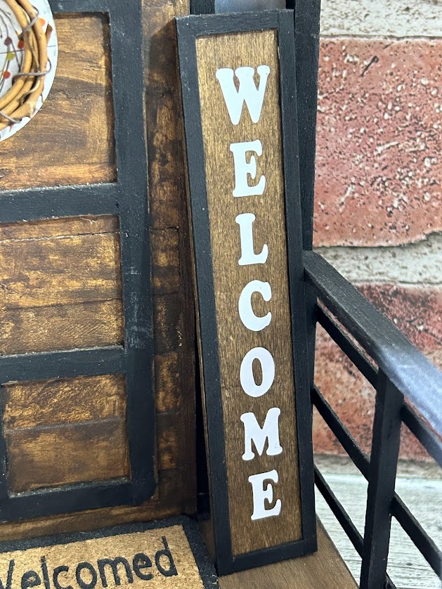 Dollhouse Miniature Welcome Sign Porch Door Wood Board Farmhouse Rustic Scale 1:12 - Image 3