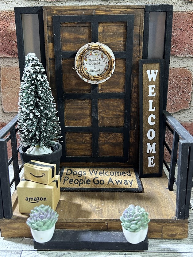 Dollhouse Miniature Welcome Sign Porch Door Wood Board Farmhouse Rustic Scale 1:12 - Image 4